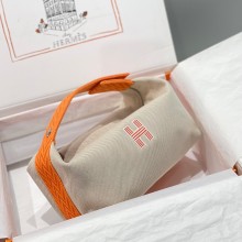 에르메스 브리드 어 브랙 케이스 스몰 파우치 아이보리 오렌지 H103222M